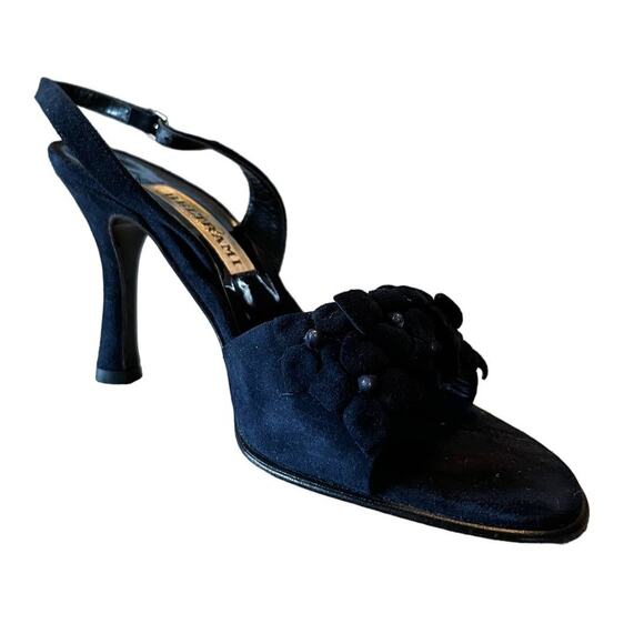 BELTRAMI Suede Sandals Navy Blue 3D Floral Design Sling Back Italy EU 38 US 7.5 - Picture 14 of 14